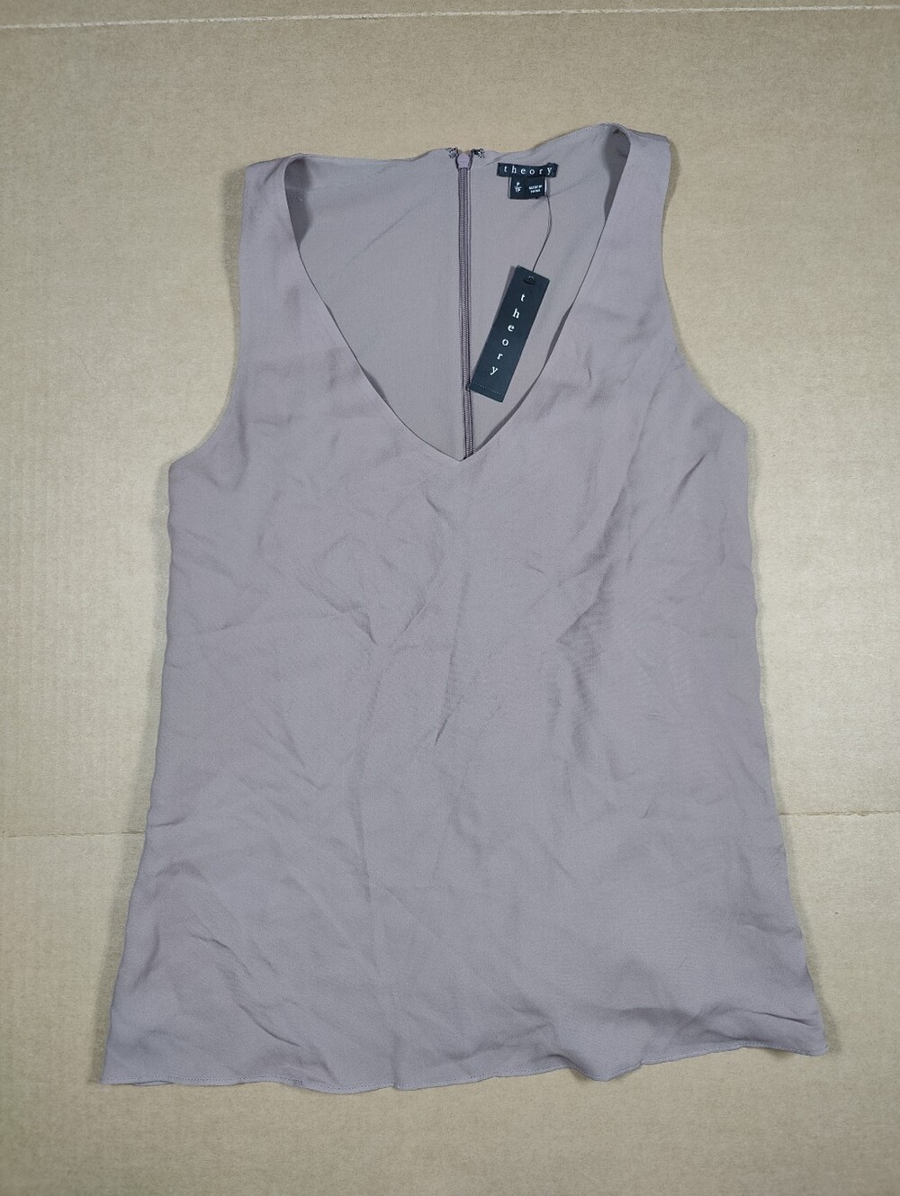 VTG NWT Theory Martosh 100% Double GGT Silk Cedar Taupe Blouse Sz XS Retail 190$